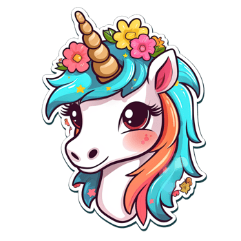 Cute cartoon unicorn sticker png