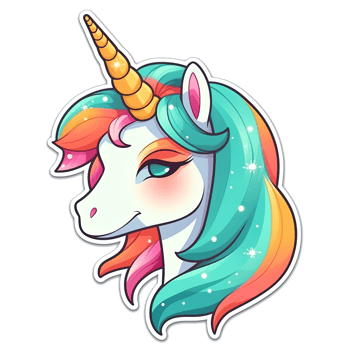Cute cartoon unicorn sticker png