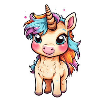 Cute cartoon unicorn sticker png
