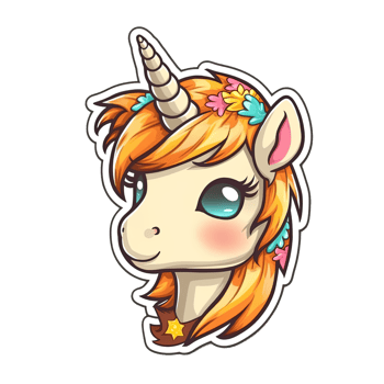 Cute cartoon unicorn sticker png