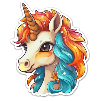 Cute cartoon unicorn sticker png