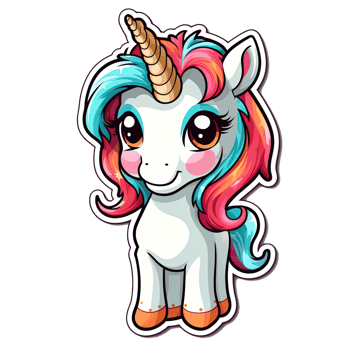 Cute cartoon unicorn sticker png