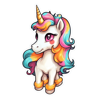 Cute cartoon unicorn sticker png