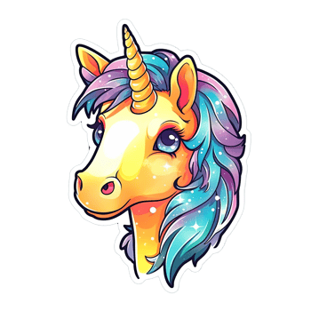 Cute cartoon unicorn sticker png