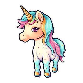 Cute cartoon unicorn sticker png