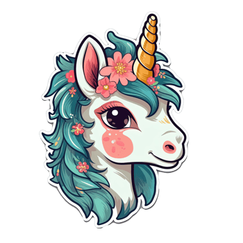 Cute cartoon unicorn sticker png