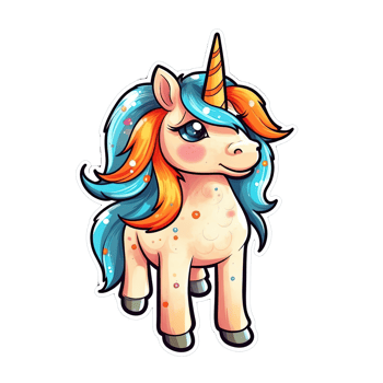 Cute cartoon unicorn sticker png