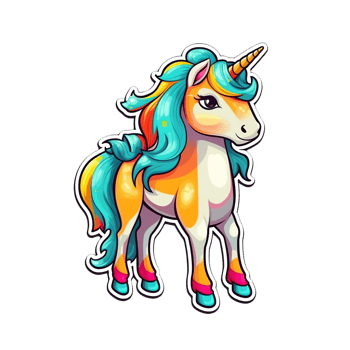 Cute cartoon unicorn sticker png