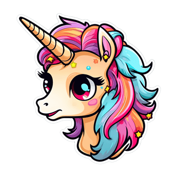 Cute cartoon unicorn sticker png