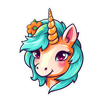 Cute cartoon unicorn sticker png