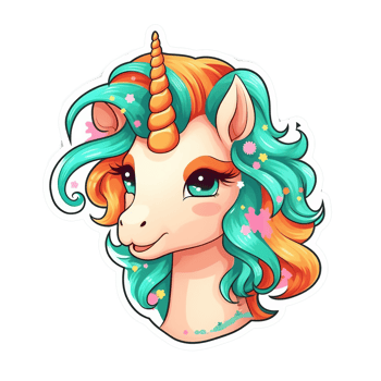 Cute cartoon unicorn sticker png