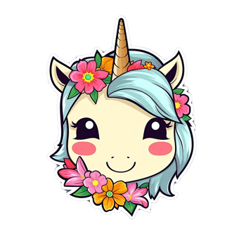 Cute cartoon unicorn sticker png