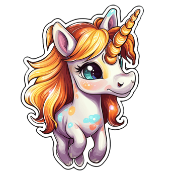 Cute cartoon unicorn sticker png