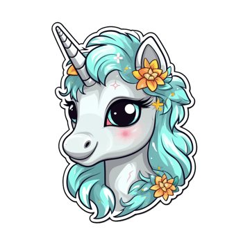 Cute cartoon unicorn sticker png