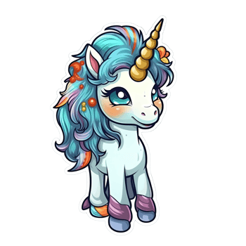 Cute cartoon unicorn sticker png