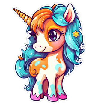 Cute cartoon unicorn sticker png