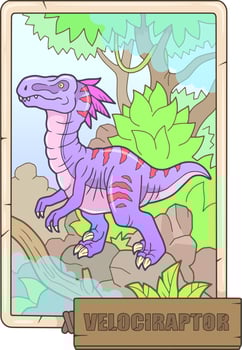 prehistoric dinosaur velociraptor, illustration design vector