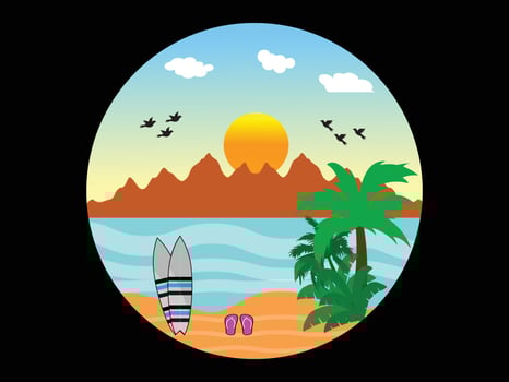 Summer Holiday T-shirt Design Illustration, vector
