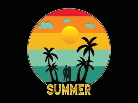 Summer Holiday T-shirt Design Illustration, vector
