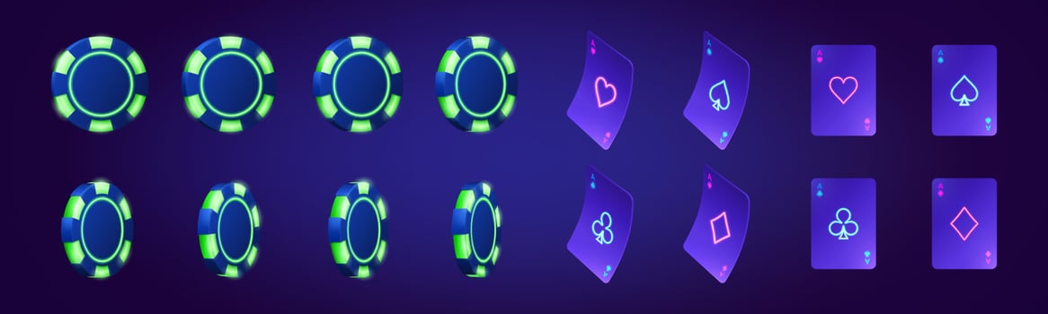 Realistic set of casino chips and ace cards vector
