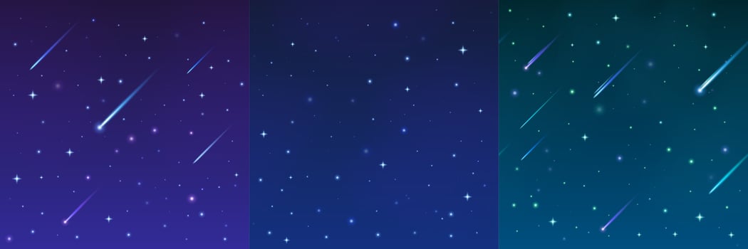 Star and comet in night sky vector background