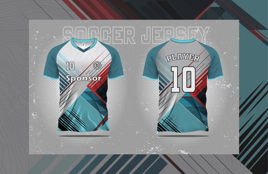 Modern Soccer jersey football sport t shirt design suitable for racing, soccer, gaming and e sports Free Vector and double-sided mockup Free Vector