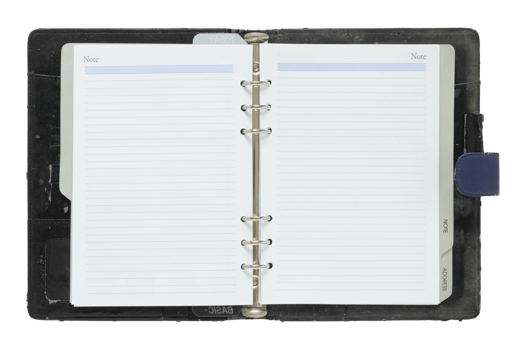 old notebook open isolated with clipping path for mockup png