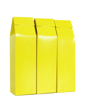 Yellow package box isolated with clipping path for mockup png