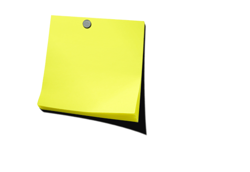 yellow note paper isolated with clipping path png