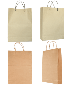 set of brown paper bag isolated with clipping path for mockup png