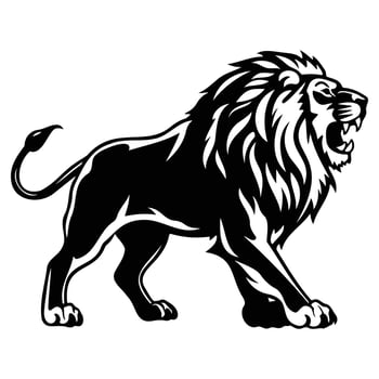 ferocious Lion, Angry Lion Face Side, Lion mascot logo, Lion Black and White Animal Symbol Design. vector