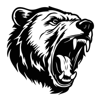 ferocious Bear, Angry Bear Face Side, Bear mascot logo, Bear Black and White Animal Symbol Design. vector