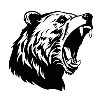 ferocious Bear, Angry Bear Face Side, Bear mascot logo, Bear Black and White Animal Symbol Design. vector