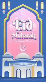 Social Media Banner Eid Mubarak. Eid Theme. The Blessed Month. Cairo. Istanbul. turkey. Arab. vector. Selamat idul fitri vector