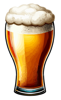 Beer glass with foam isolated. Clip art illustration style. png