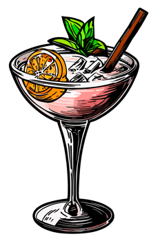 Cocktail glass isolated. Clip art illustration style. png