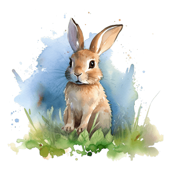 Watercolor little rabbit isolated on transparent background. png
