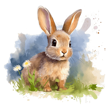 Watercolor little rabbit isolated on transparent background. png