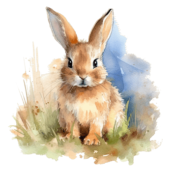 Watercolor little rabbit isolated on transparent background. png