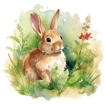 Watercolor little rabbit isolated on transparent background. png