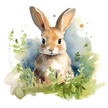 Watercolor little rabbit isolated on transparent background. png