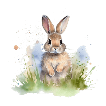 Watercolor little rabbit isolated on transparent background. png