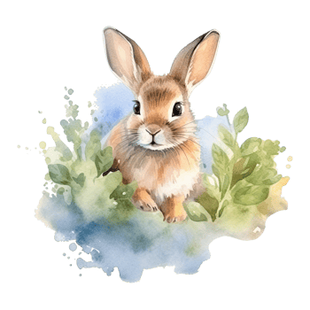 Watercolor little rabbit isolated on transparent background. png