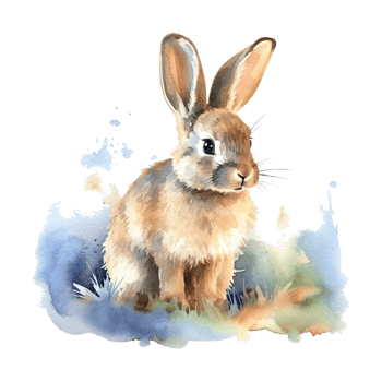 Watercolor little rabbit isolated on transparent background. png