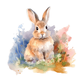 Watercolor little rabbit isolated on transparent background. png