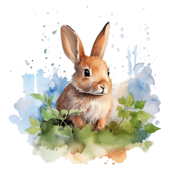 Watercolor little rabbit isolated on transparent background. png