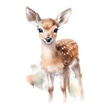 Watercolor little deer isolated on transparent background. png
