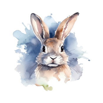 Watercolor little rabbit isolated on transparent background. png