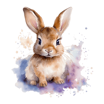 Watercolor little rabbit isolated on transparent background. png