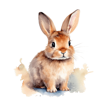 Watercolor little rabbit isolated on transparent background. png